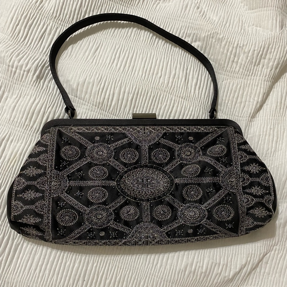 Carolee Beaded Embroidered handbag black & gray